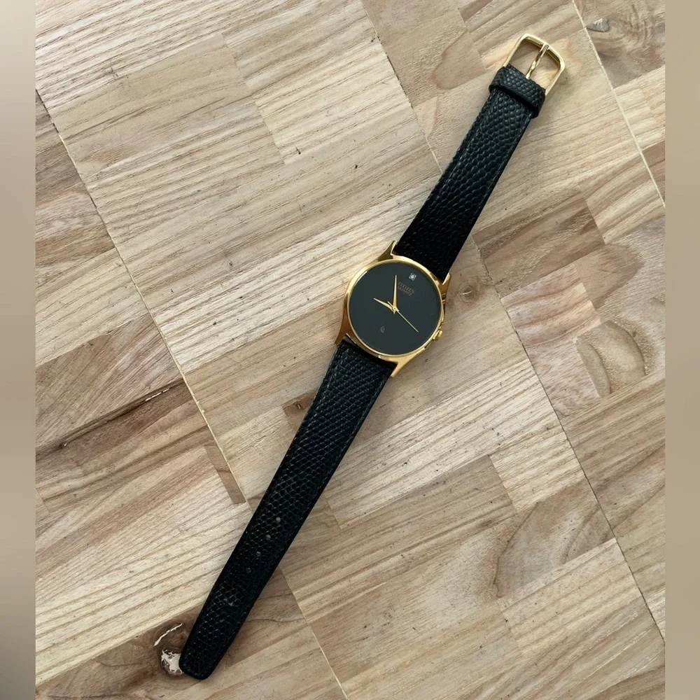 Citizen Gold Case Black Dial Men's Quartz Watch